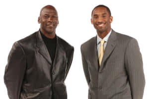 Basketball Athletes Kobe Bryant And Michael Jordan Minimalist Illustration Wallpaper