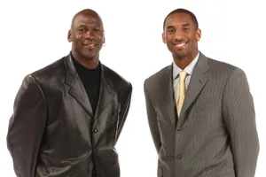 Basketball Athletes Kobe Bryant And Michael Jordan Minimalist Illustration Wallpaper