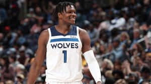 Basketball Player Smiling Courtside Wolves1 Wallpaper