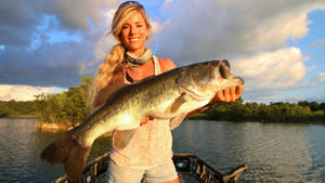 Bass Fishing Woman Wallpaper