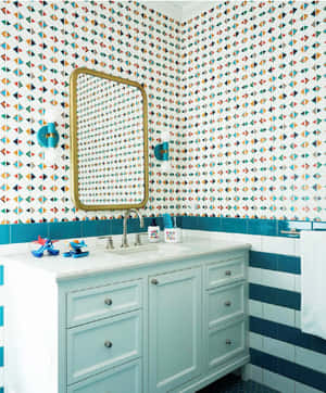 Bathroom Colorful Patterned Tiles Wallpaper