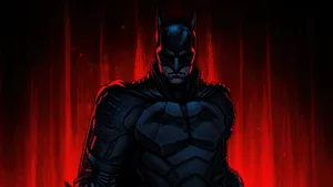Batman Animated Strong Red Desktop Wallpaper