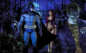 Batman Arkham Asylum With Villains Joker And Harley Quinn Wallpaper