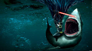 Batman Fighting Shark Wallpaper