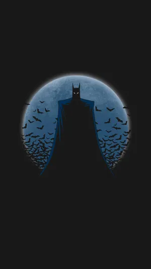 Batman With Moon Minimal Dark Iphone Wallpaper