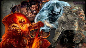 Battling Elemental Giants In Dungeons And Dragons Wallpaper