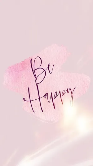 Be Happy - Pink Watercolor Brush Strokes Wallpaper