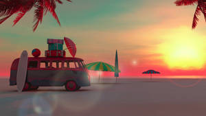 Beach Bum Van Summer Vibes Wallpaper