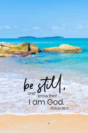 Beach Inspirational Quote Psalm4610 Wallpaper