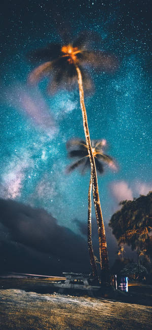 Beach Night Cool Aurora Night Wallpaper