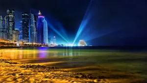 Beach Night View In Qatar Wallpaper