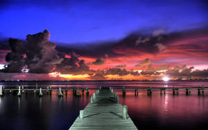 Beach Sunset On Boardwalk Wallpaper