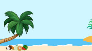 Beach With Coconut And Watermelon Wallpaper