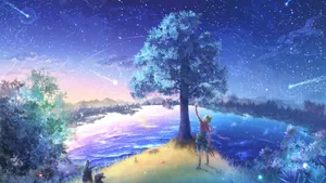 Beautiful Anime Fox-man In The Forest Wallpaper