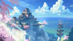 Beautiful Anime Temple Scenery Wallpaper