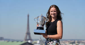 Beautiful Barbora Krejcikova Grand Slam Singles Title Wallpaper