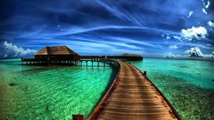 Beautiful Beach With A Boardwalk Wallpaper
