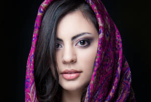 Beautiful Indian Girl With Purple Cloth Portrait Wallpaper