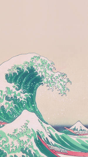 Beautiful Japanese Wave In Pastel Wallpaper