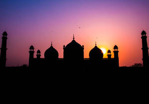 Beautiful Mosque Badshahi Silhouette Wallpaper