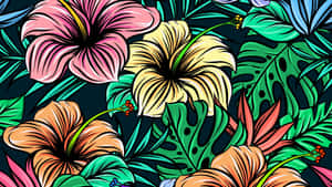 Beautiful Painting Of Hibiscus Flower Wallpaper