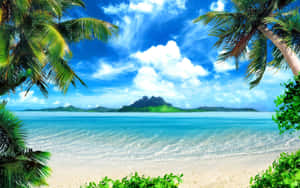 Beautiful Sea Island Beach Scape Wallpaper