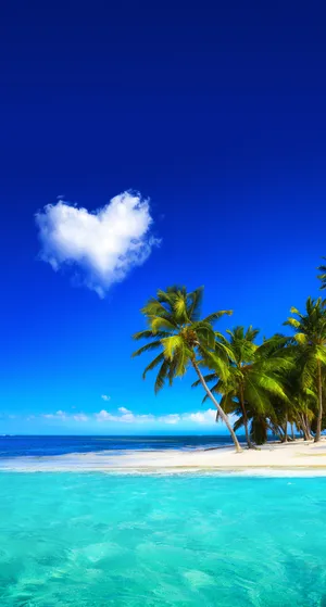 Beautiful Sea With Heart Shaped Cloud Wallpaper