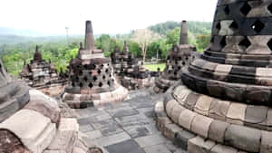 Beautiful Vista In Borobudur Temple On A Sunny Day Wallpaper