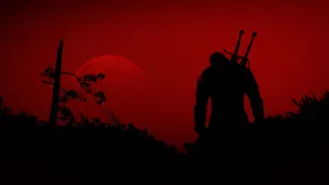 Beauty Of Minimalism In A Red & Black Witcher Wallpaper