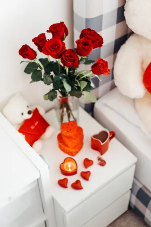 Bedside Table And Rose Aesthetic Phone Wallpaper