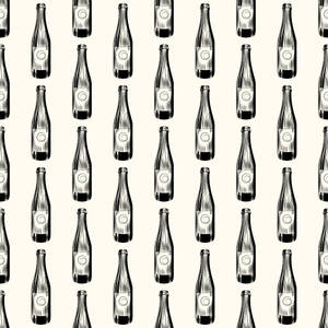 Beer Bottles Black-and-white Illustration Wallpaper