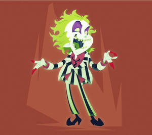 Beetlejuice Cartoon In Red Wallpaper