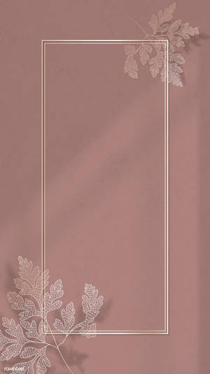 Beige Aesthetic Phone With Leaves Borders Wallpaper