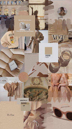 Beige Brown Aesthetic Vogue Magazine Art Wallpaper