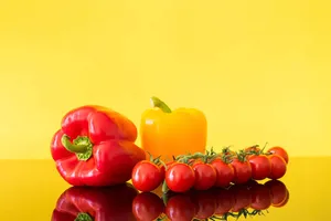 Bell Peppers Tomatoes Still Life Wallpaper