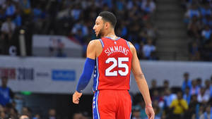 Ben Simmons Back Shot Red Jersey Wallpaper