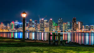 Bench Overlooking San Diego Skyline Wallpaper