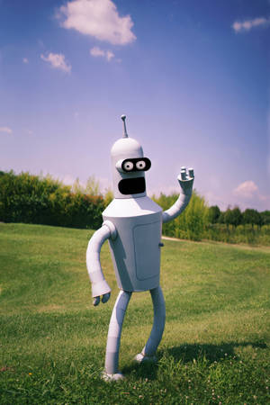 Bender Futurama Standing On A Field Wallpaper