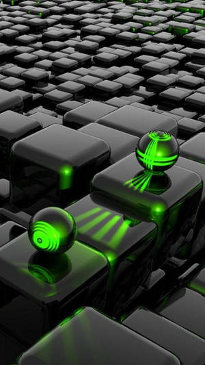 Best 3d Hd Green And Black Balls Wallpaper