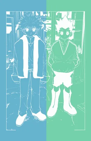 Best Friends Gon And Killua Enjoying A Phone Chat Wallpaper