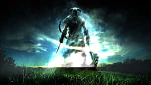 Best Skyrim Large Dragonborn On Field Wallpaper