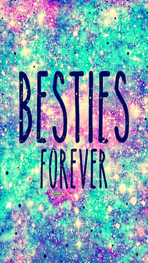 Besties Galaxy Kawaii Best Friend Typography Wallpaper