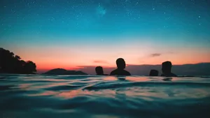 Besties Silhouette In Pool Wallpaper