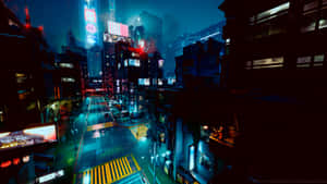 Beyond The Neon Skyline, A Dystopian Future Awaits In Night City. Wallpaper