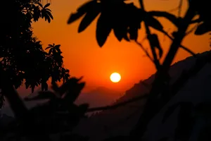 Bhutan Orange Sunset Wallpaper