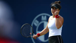 Bianca Andreescu Triumphantly Pumping Her Fist Wallpaper