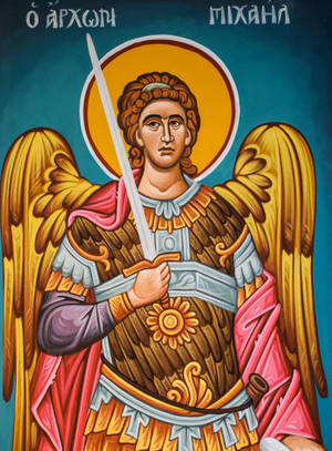 Biblical Angel Orange Halo Wallpaper