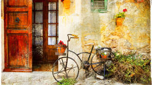 Bicycle Near Front Door Wallpaper