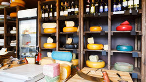 Big Shop Assortment Cheese Store Wallpaper