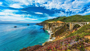 Big Sur Beach On Cloudy Day Wallpaper